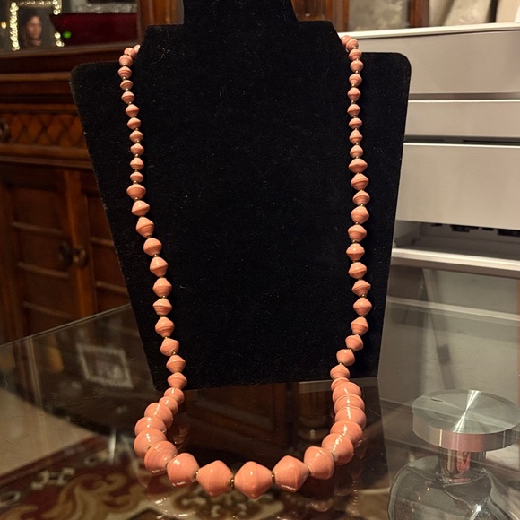 Jewelry - Peach Colored Beaded Paper Necklace Vintage